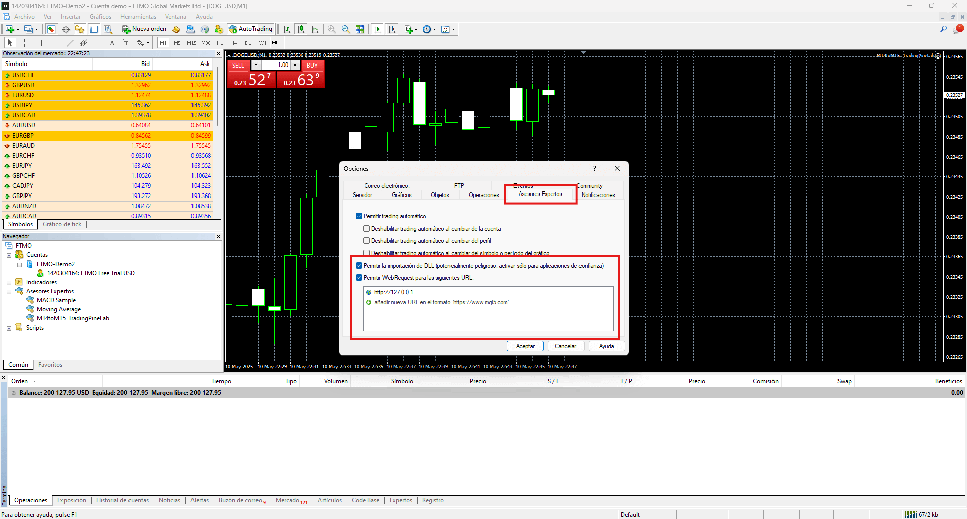 Configuración de alerta TradingView