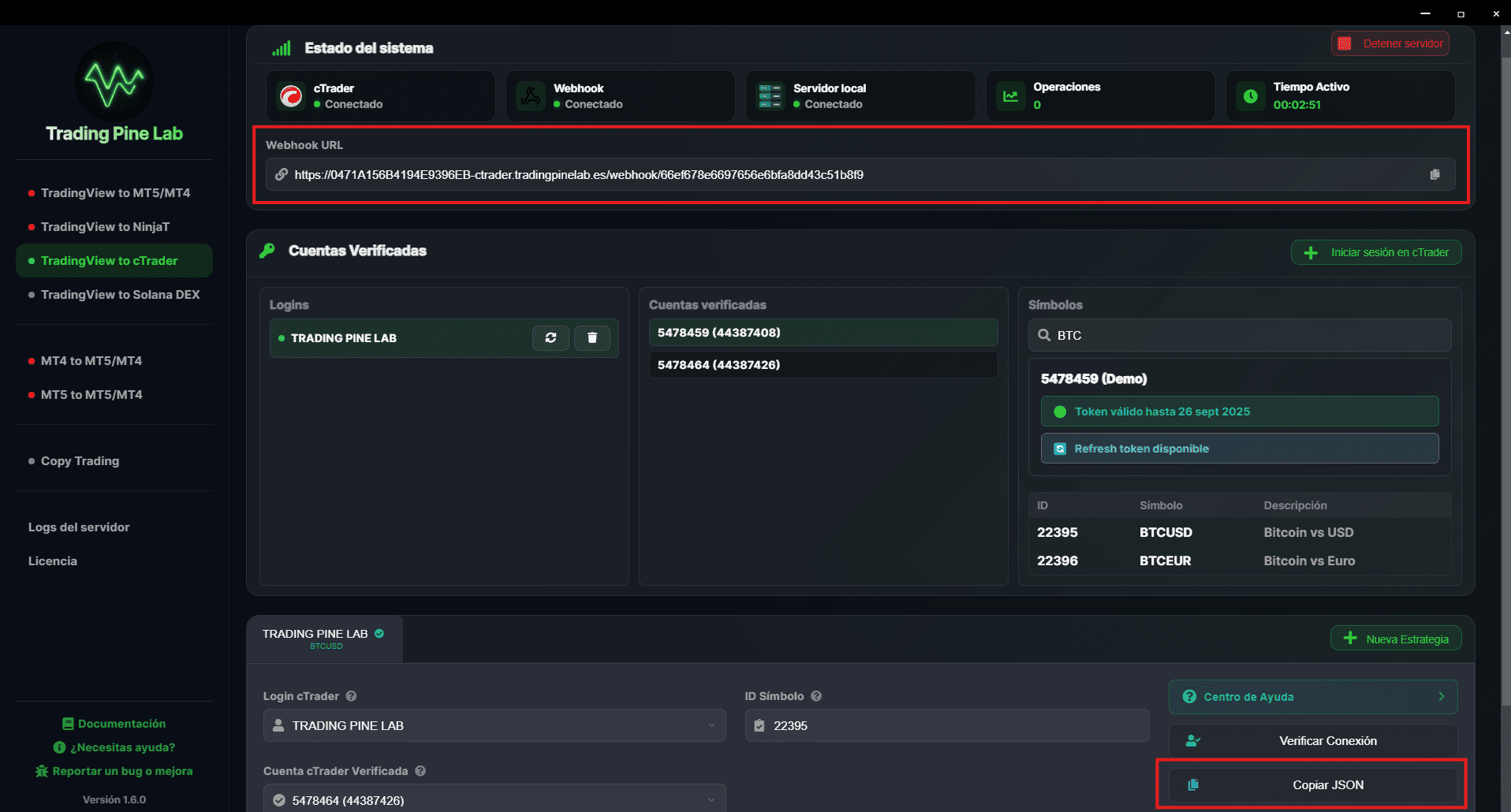 Configuración de alerta TradingView