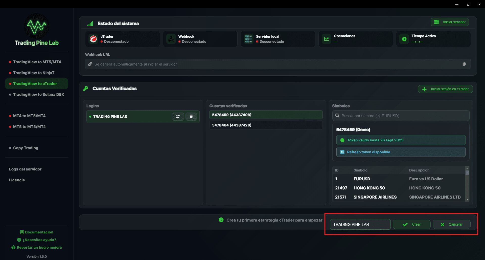 Configuración de alerta TradingView