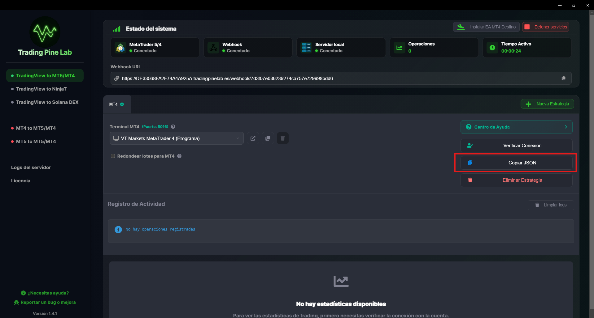 Configuración de alerta TradingView