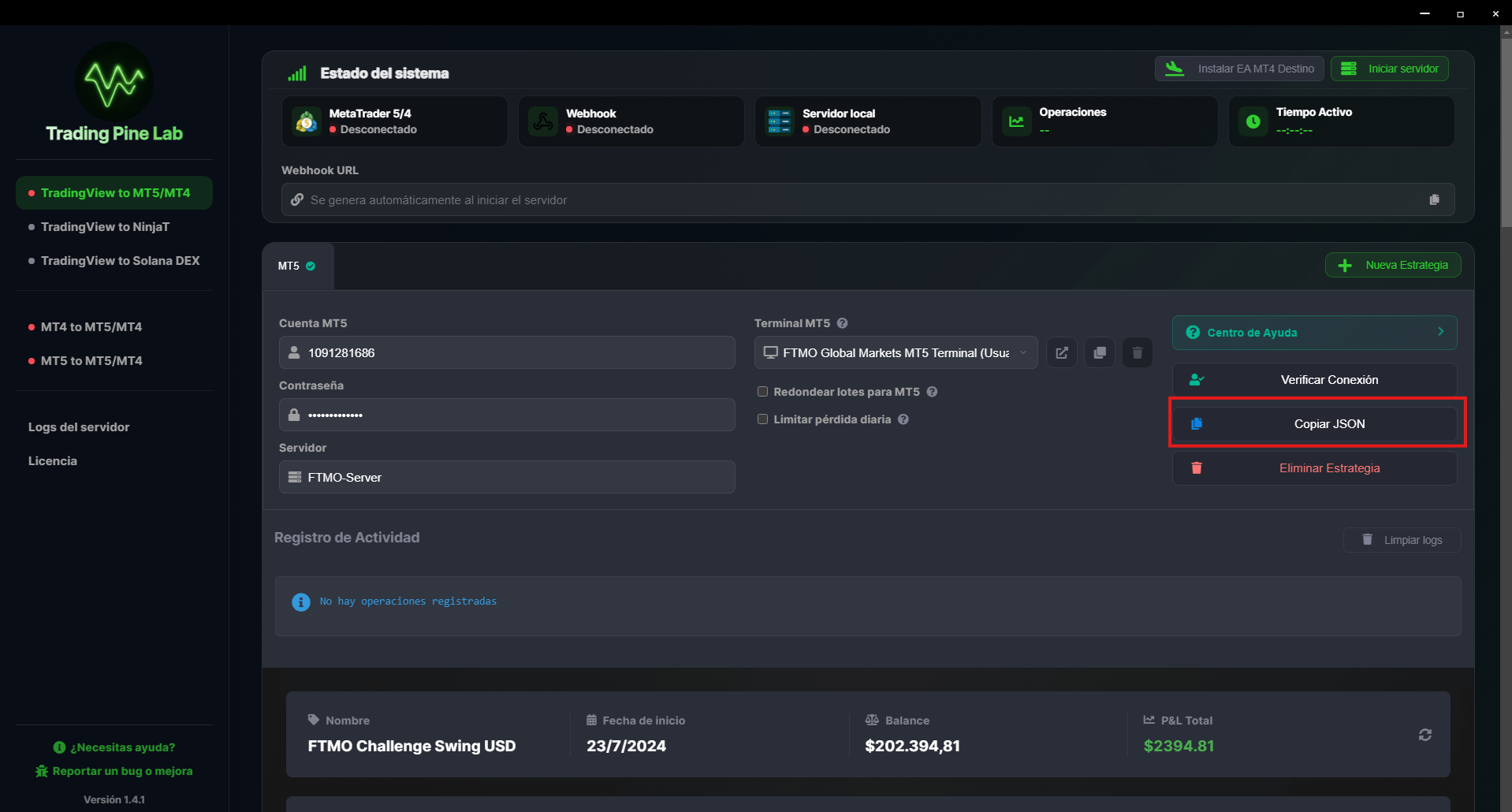 Configuración de alerta TradingView
