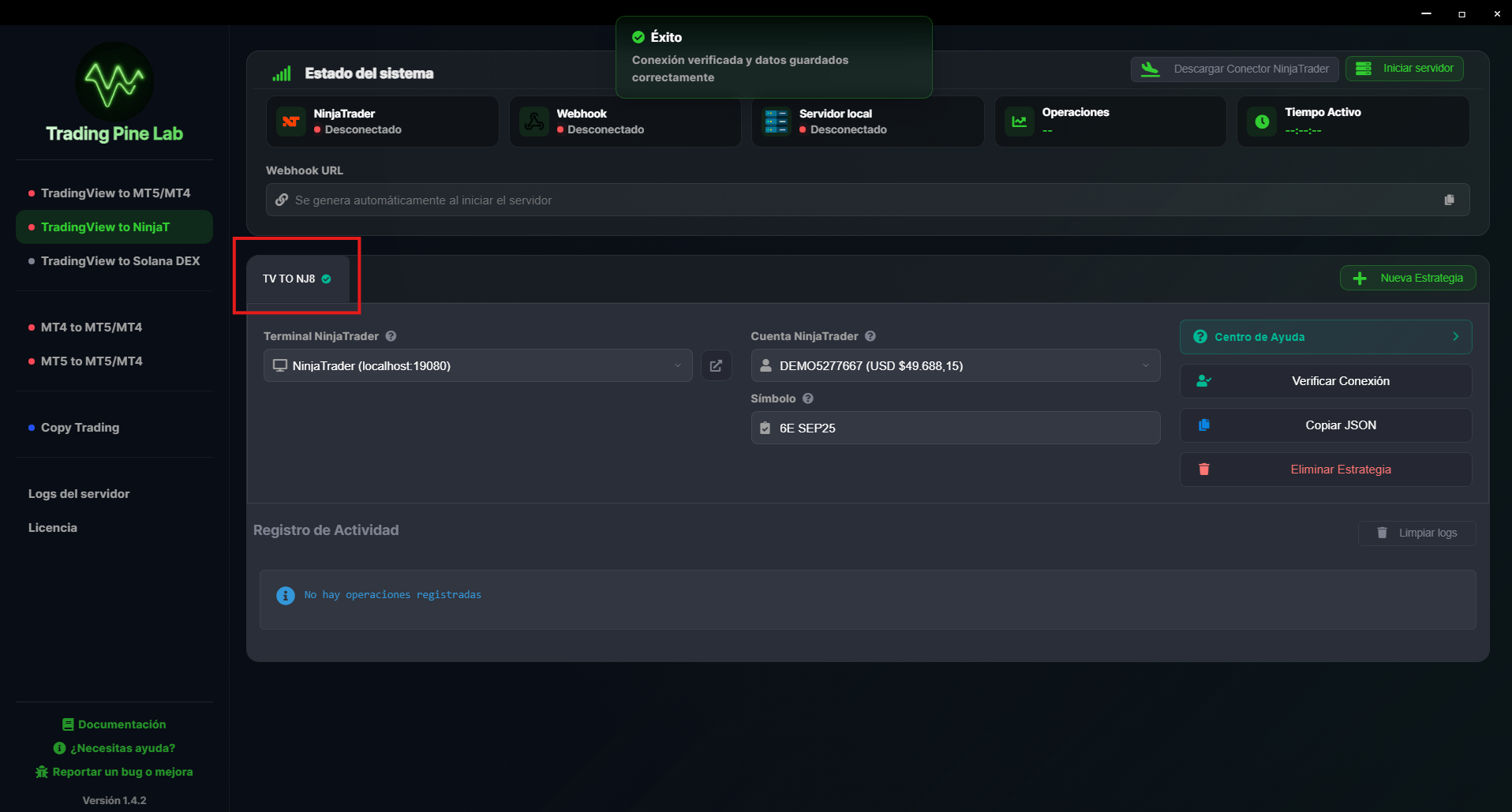 Configuración de alerta TradingView