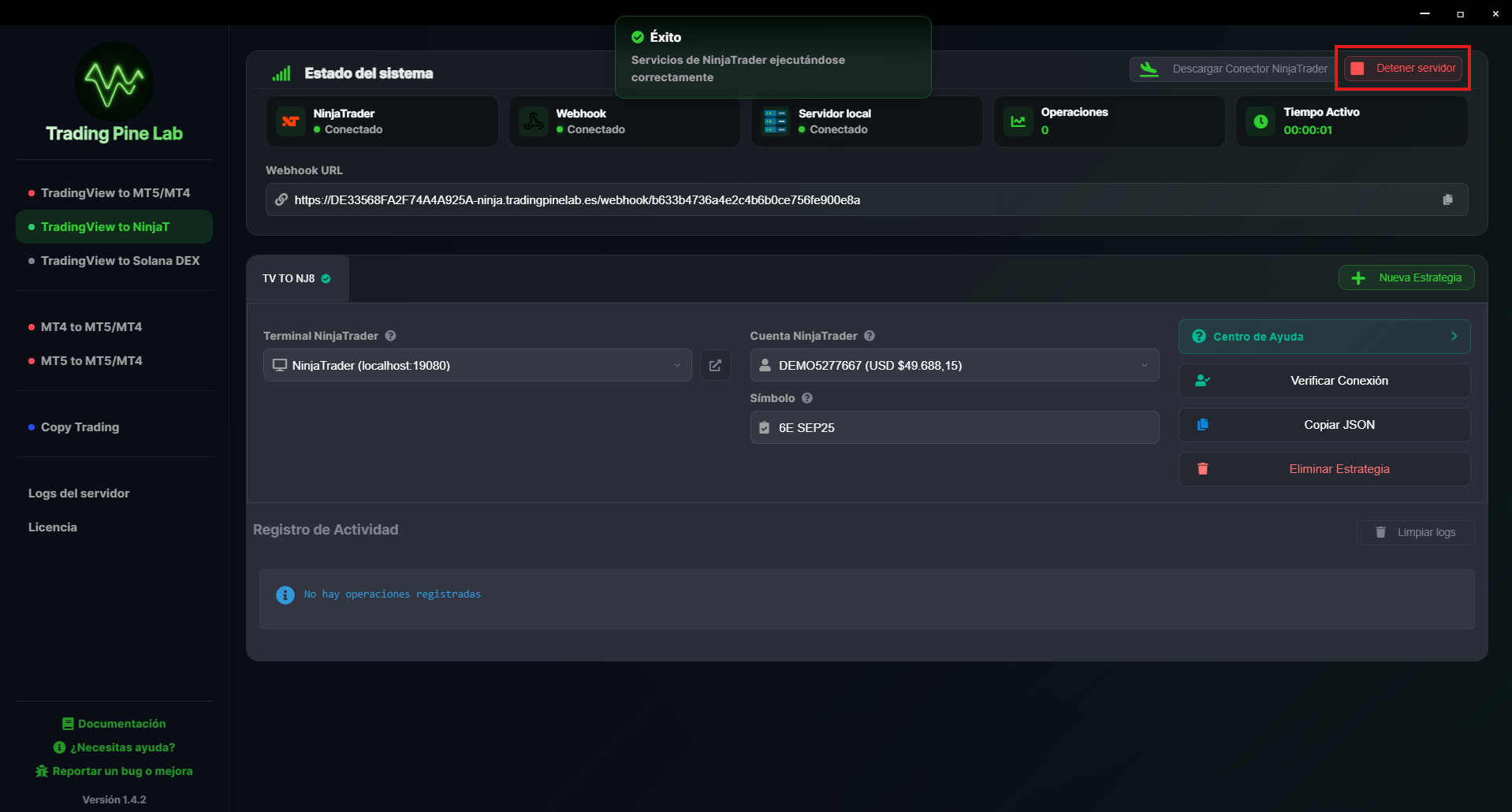 Configuración de alerta TradingView